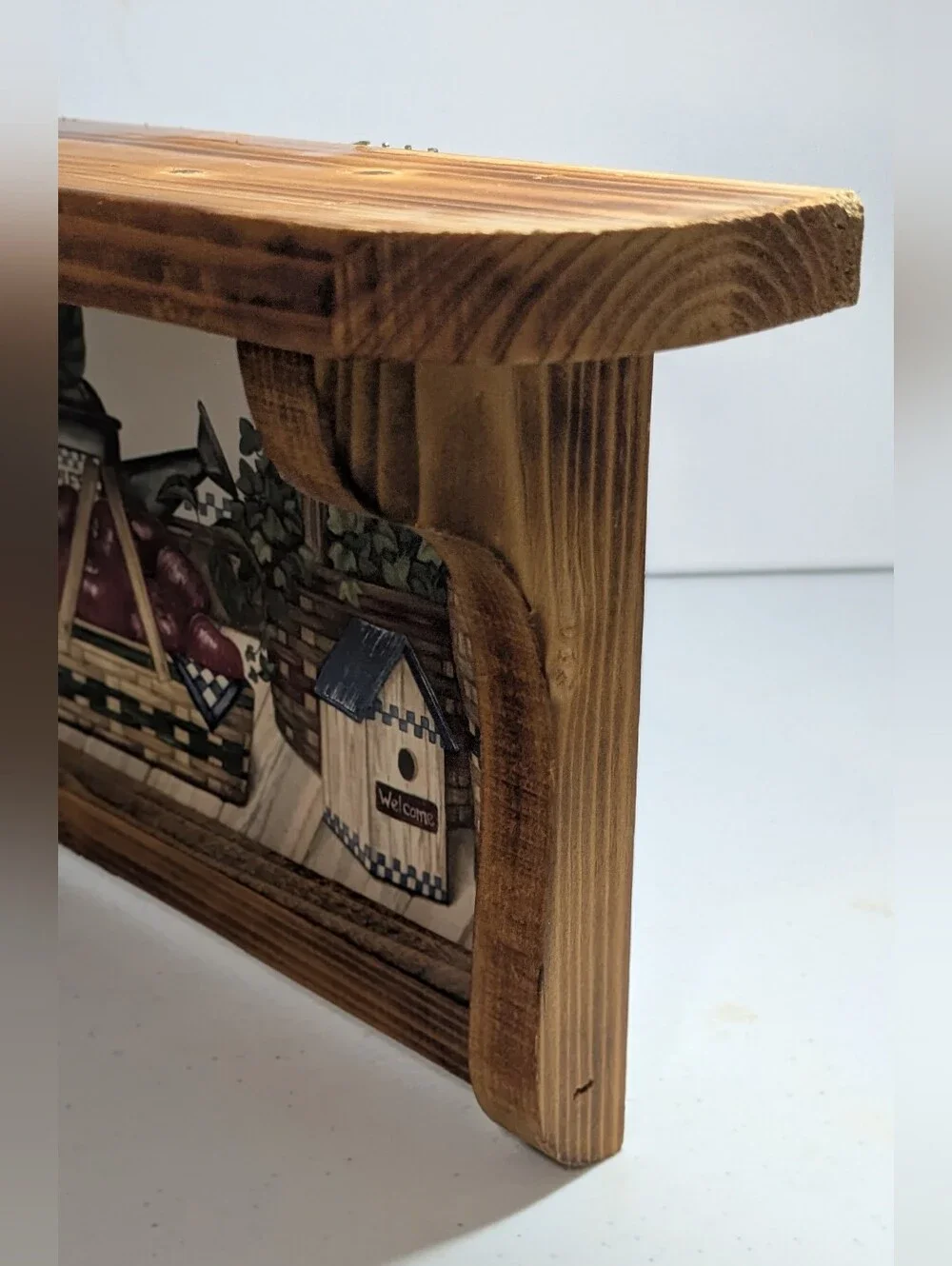 Farmhouse rustic solid wood shelf wall mount